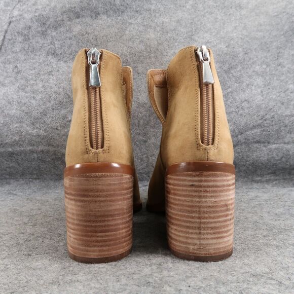 BP Shoes Womens 8 Bootie Fashion Block Heel Cut Out Zip Almond Toe Brown Brynne - Picture 6 of 16